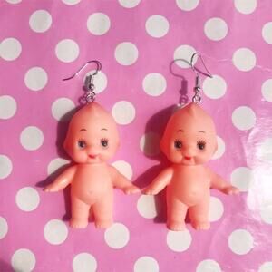 Classic Little Kewpie Dolls Fashioned into Drop dangle Pierced Earrings